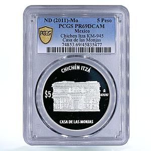 Mexico 5 pesos Chichen Itza Casa Monjas Architecture PR69 PCGS silver coin 2011