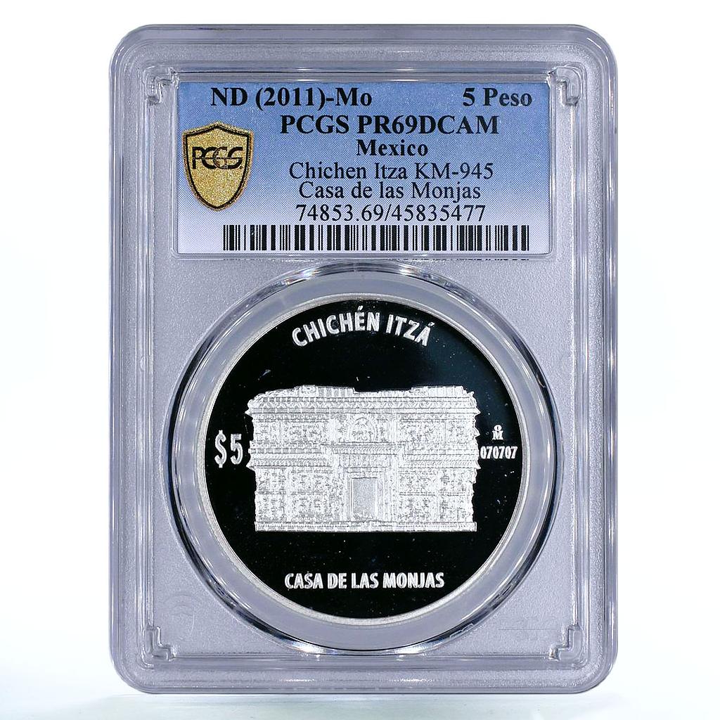 Mexico 5 pesos Chichen Itza Casa Monjas Architecture PR69 PCGS silver coin 2011
