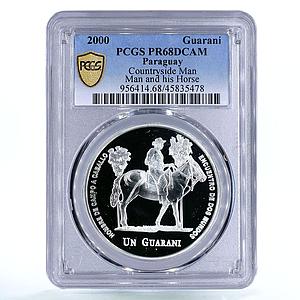 Peru 1 sol Ibero America Horseman Horse Fauna Animals PR68 PCGS silver coin 2000