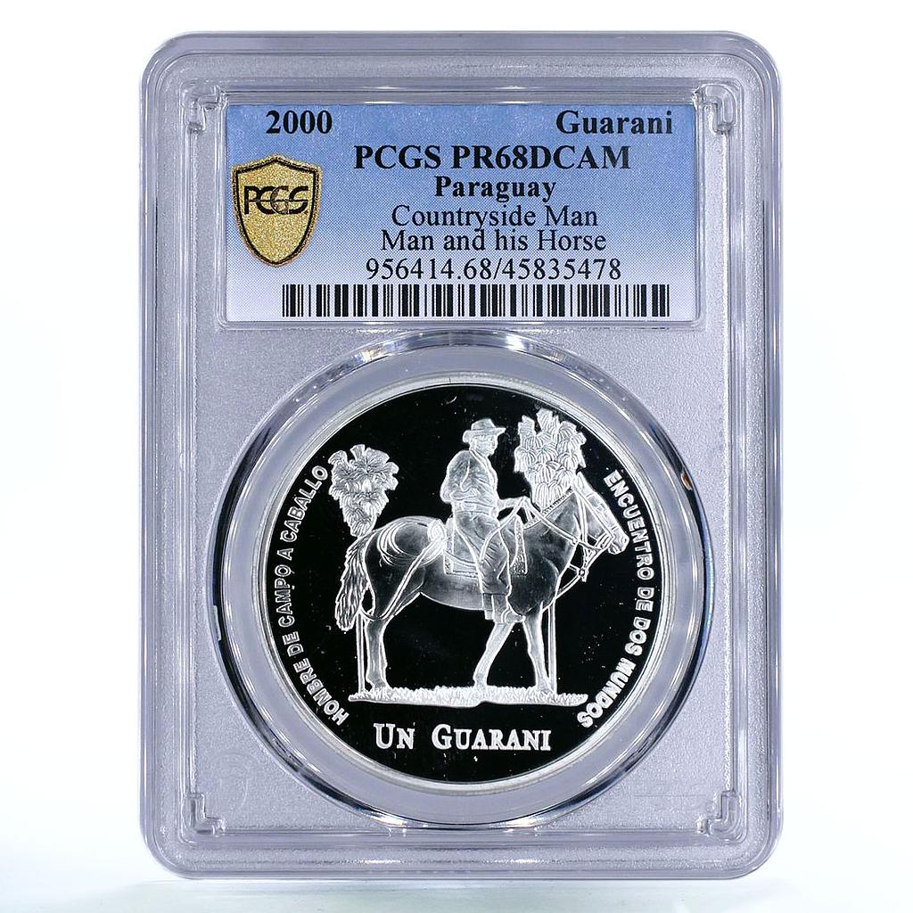 Peru 1 sol Ibero America Horseman Horse Fauna Animals PR68 PCGS silver coin 2000