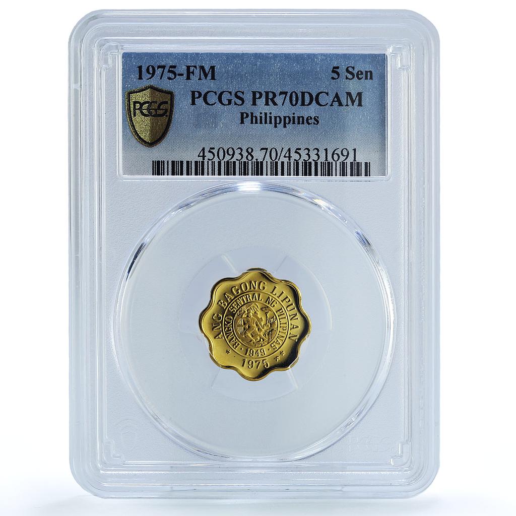Philippines 5 sentimos Revolutionairy Melchora Aguino PR70 PCGS copper coin 1975 Philippines 5 sentimos Revolutionairy Melchora Aguino PR70 PCGS copper coin 1975