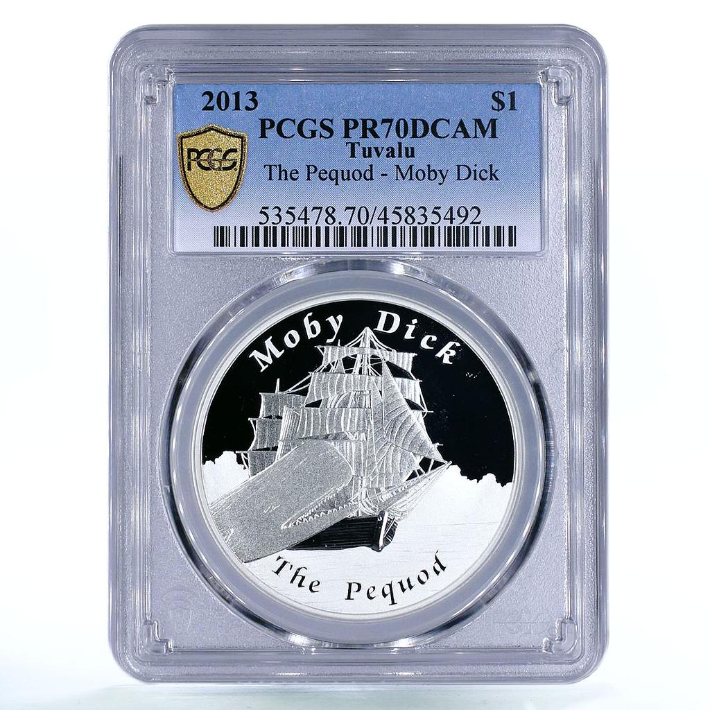 Tuvalu 1 dollar The Pequod Moby Dick Ship Clipper PR70 PCGS silver coin 2013