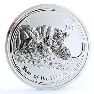 Australia 8 dollars Lunar Calendar II Year of the Mouse 5 oz silver coin 2008