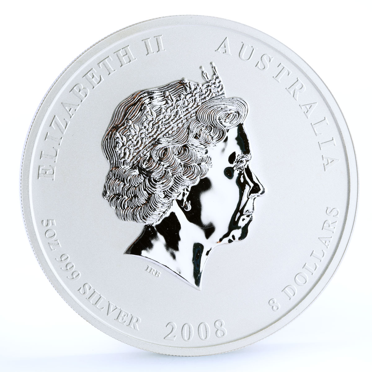 Australia 8 dollars Lunar Calendar II Year of the Mouse 5 oz silver coin 2008