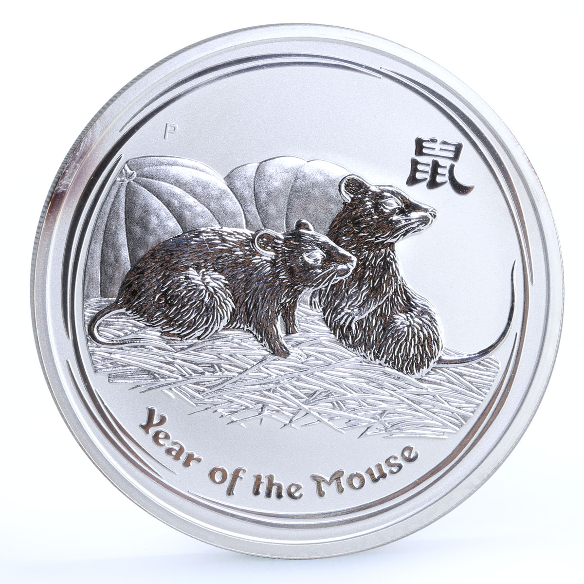 Australia 8 dollars Lunar Calendar II Year of the Mouse 5 oz silver coin 2008