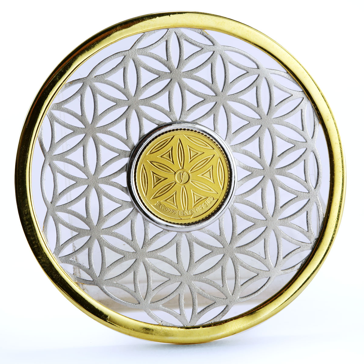 Barbados 10 dollars Vital Symbol Flower of Life Longevity bimetal AuAg coin 2020