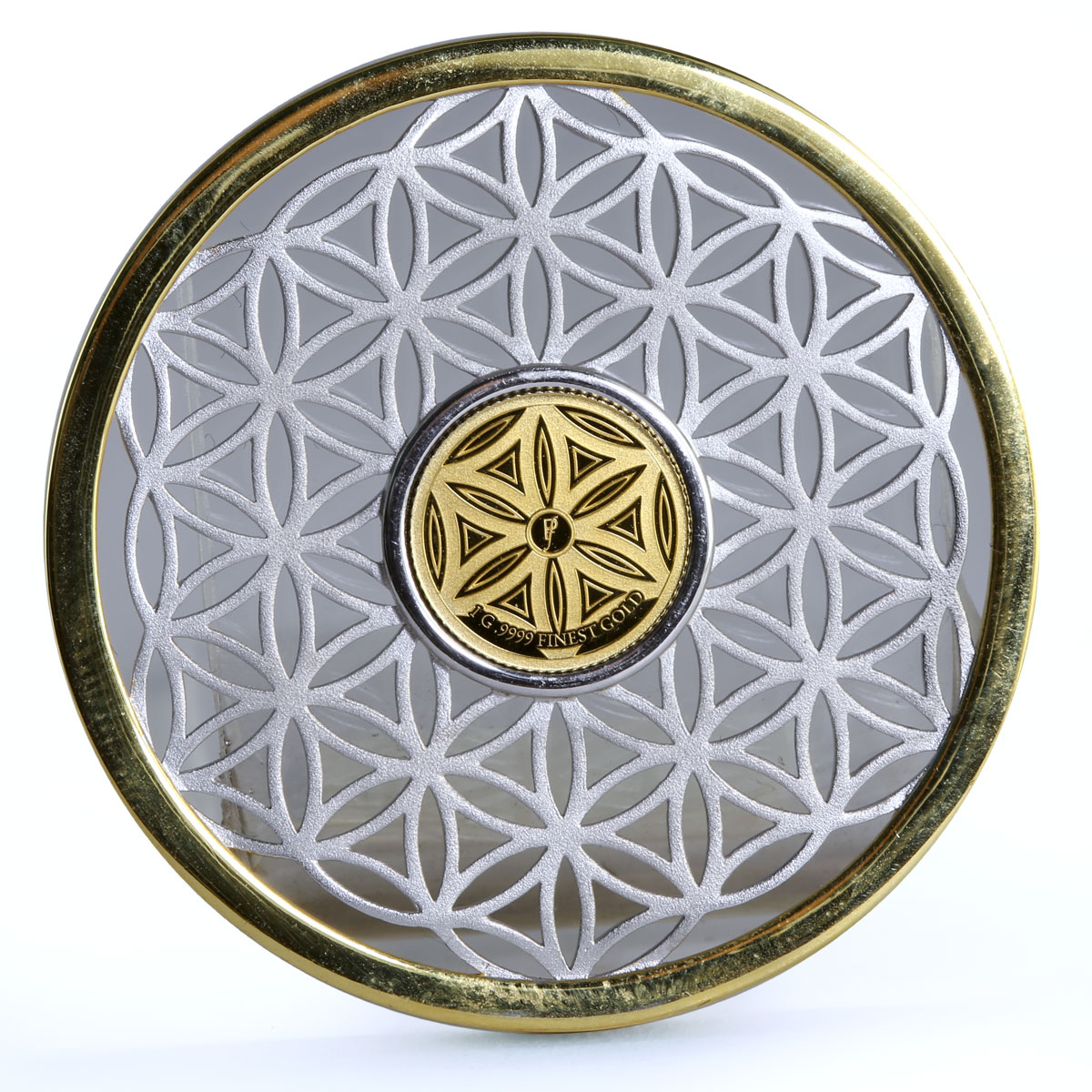 Barbados 10 dollars Vital Symbol Flower of Life Longevity bimetal AuAg coin 2020