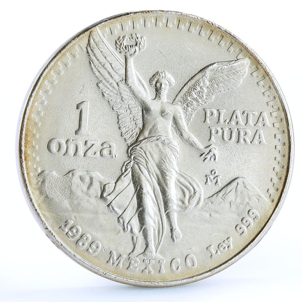 Mexico 1 onza Libertad Angel of Independence silver coin 1989
