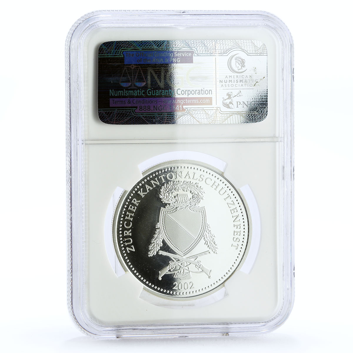 Switzerland 50 francs Shooting Festival Una and Lion PF69 NGC silver coin 2002