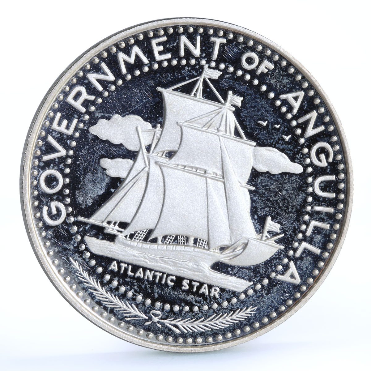 Anguilla 4 dollars Atlantic Star Ship Clipper Seafaring proof silver coin 1970