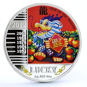 Congo 240 francs Lunar Calendar Year of the Lucky Dragon colored Ag coin 2012