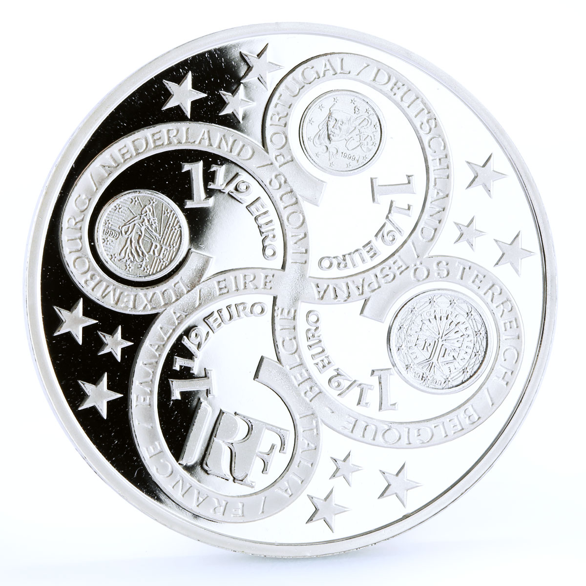 France 1 1/2 euro Introduction of the Euro Woman Flags proof silver coin 2003