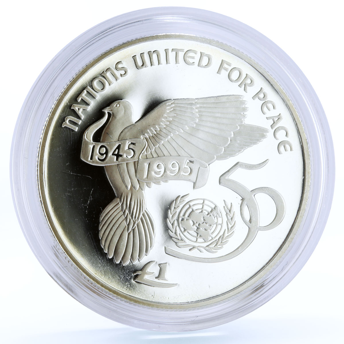 Ireland 1 pound 50th Anniversary of United Nations Flying Dove silver coin 1995