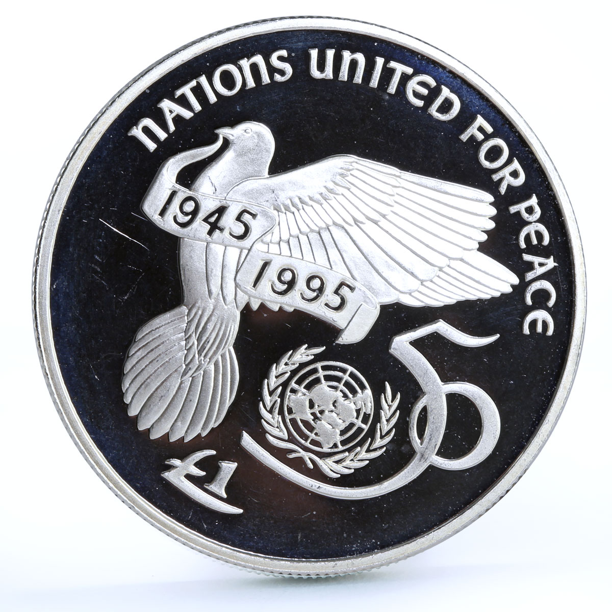 Ireland 1 pound 50th Anniversary of United Nations Flying Dove silver coin 1995