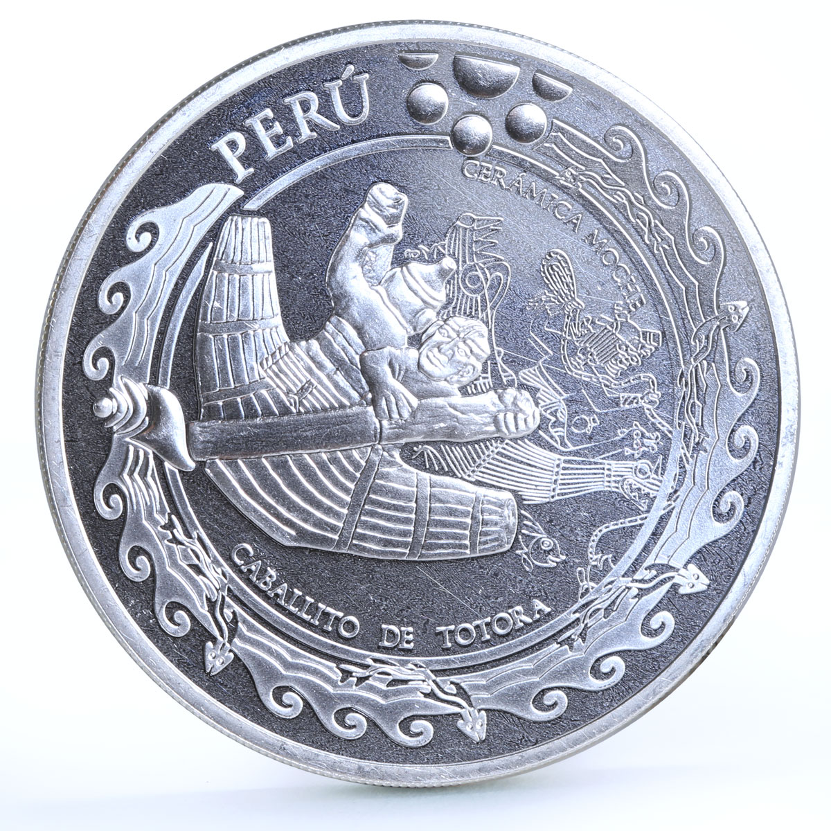 Peru 1 sol Indians Ship Boat Sailing Moche Ceramic Crafts proof silver coin 2002