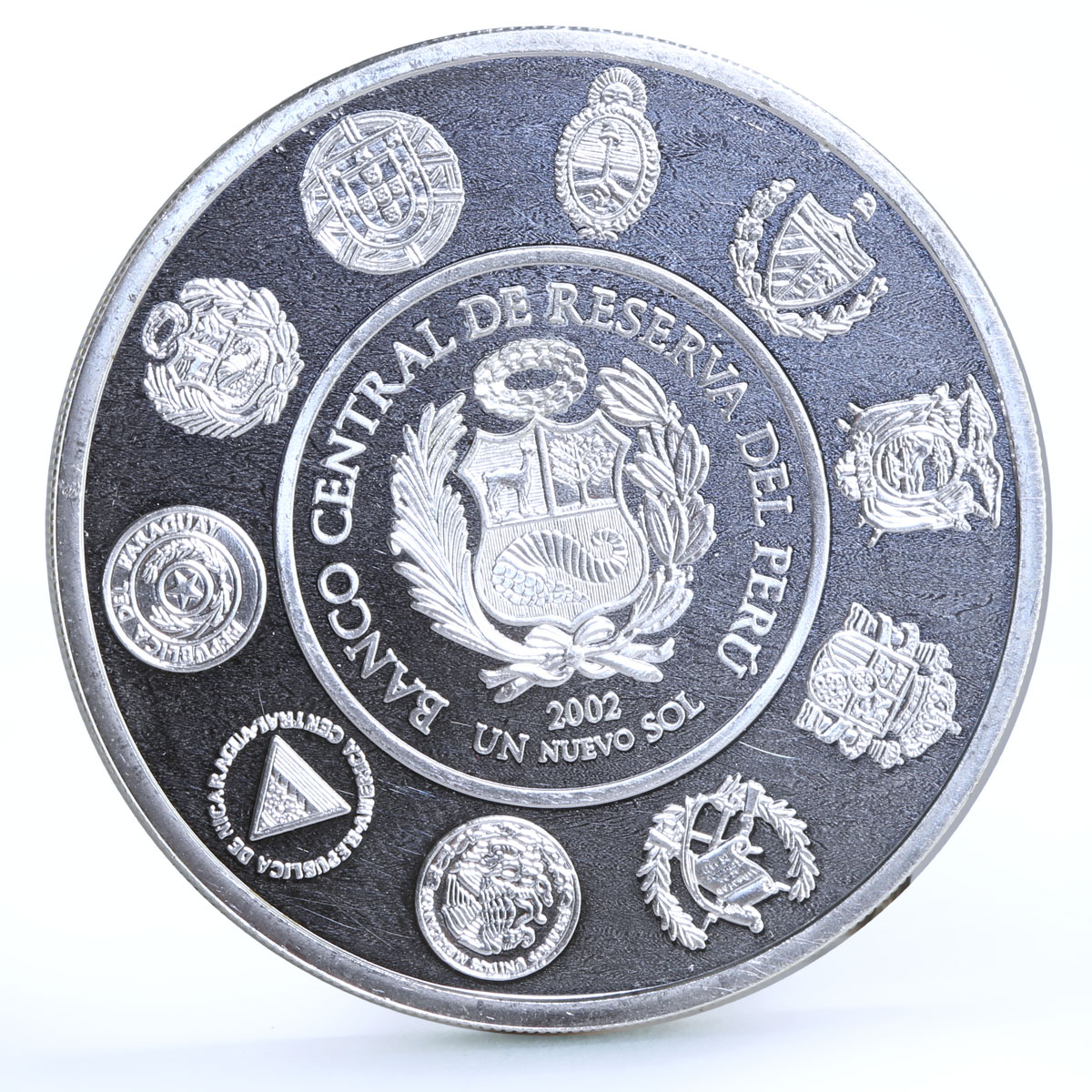 Peru 1 sol Indians Ship Boat Sailing Moche Ceramic Crafts proof silver coin 2002
