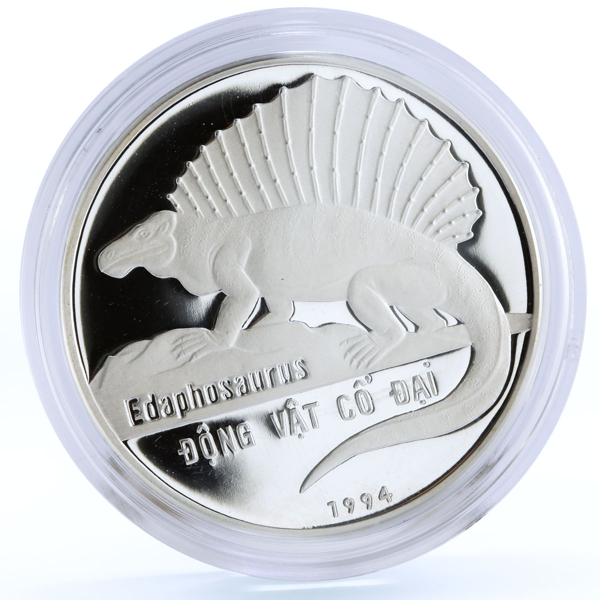 Vietnam 100 dong Prehistoric Animals Edaphosaurus Fauna proof silver coin 1994