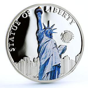Palau 5 dollars World of Wonders Statue of Liberty Architecture silver coin 2010