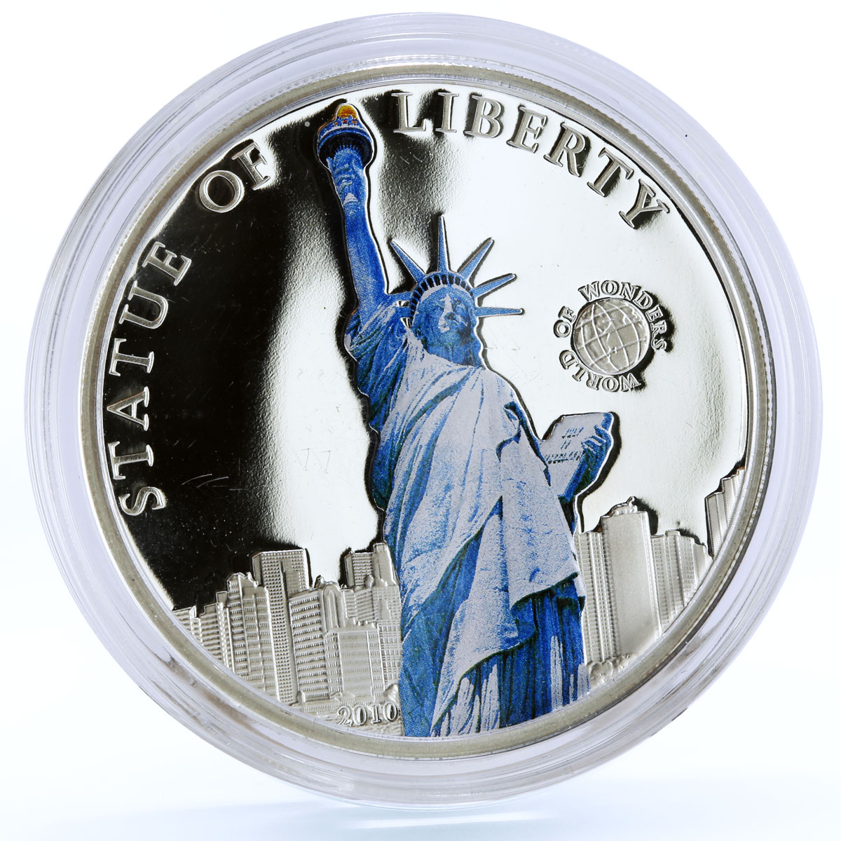 Palau 5 dollars World of Wonders Statue of Liberty Architecture silver coin 2010