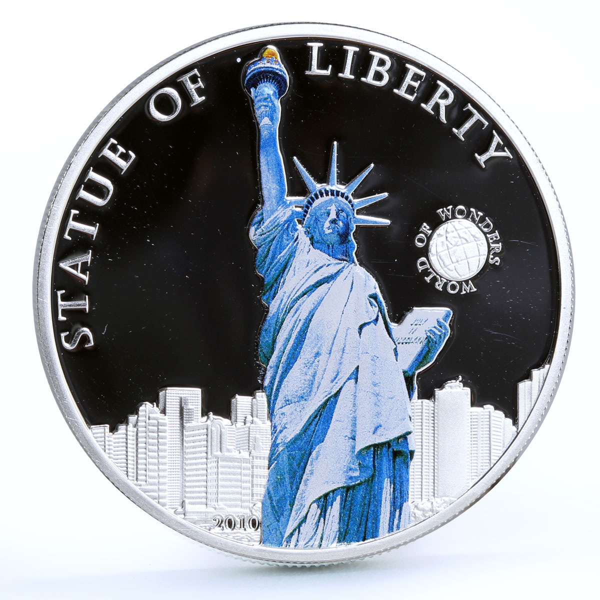 Palau 5 dollars World of Wonders Statue of Liberty Architecture silver coin 2010