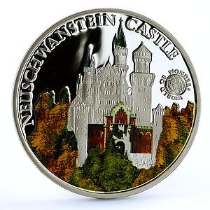 Palau 5 dollars World of Wonders Neuschwanstein Castle Architecture Ag coin 2010