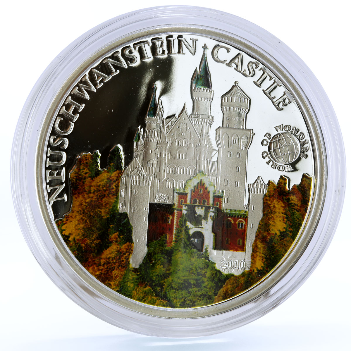 Palau 5 dollars World of Wonders Neuschwanstein Castle Architecture Ag coin 2010