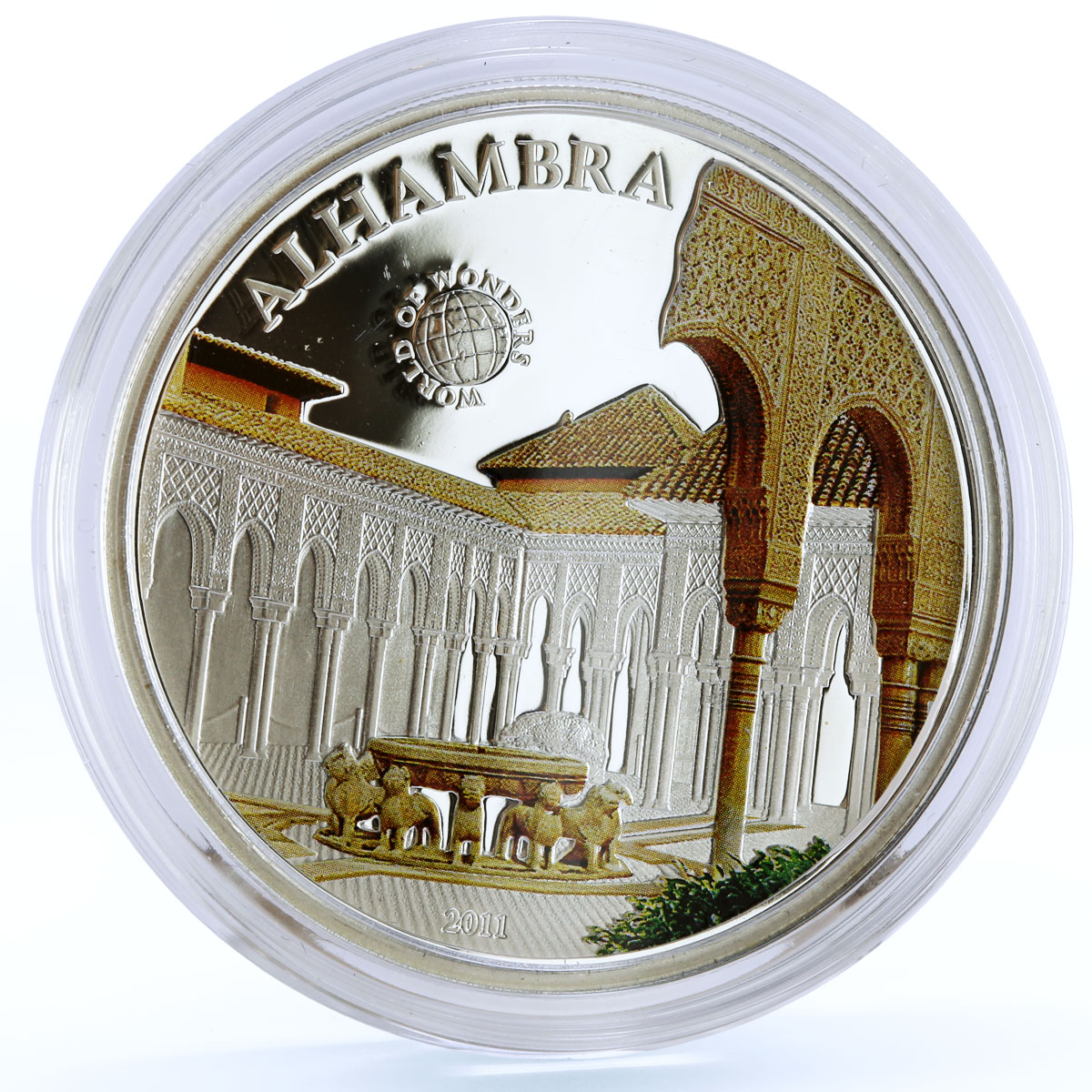 Palau 5 dollars World of Wonders Alhambra Park Architecture silver coin 2011
