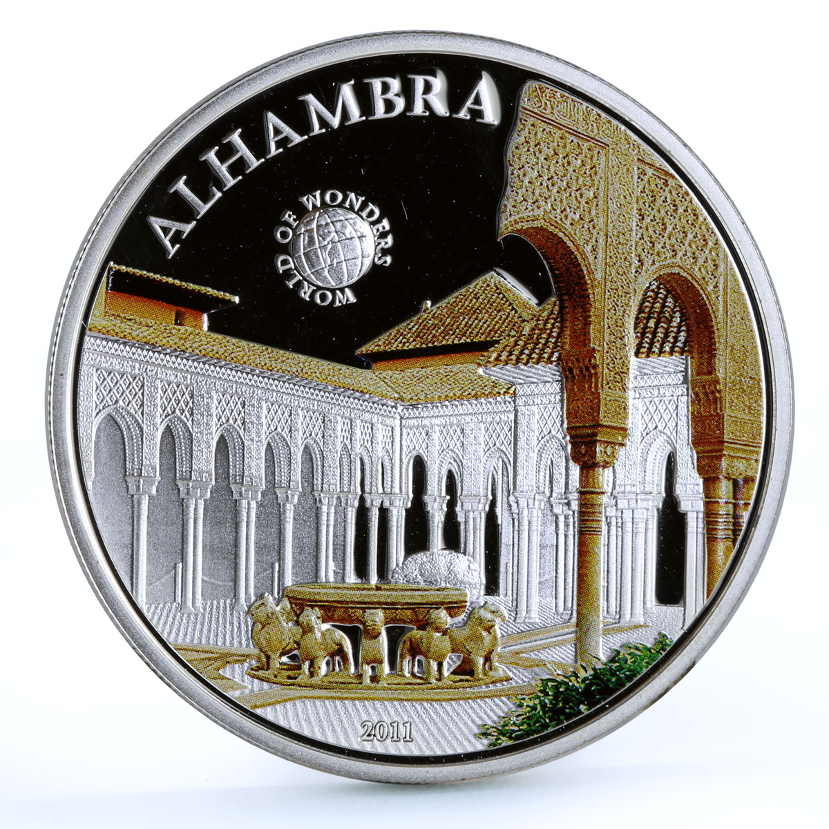 Palau 5 dollars World of Wonders Alhambra Park Architecture silver coin 2011