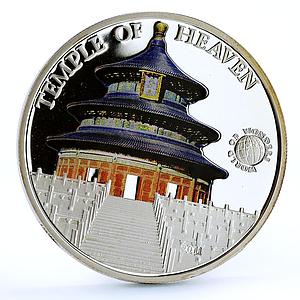 Palau 5 dollars World of Wonders Temple of Heaven Architecture silver coin 2011