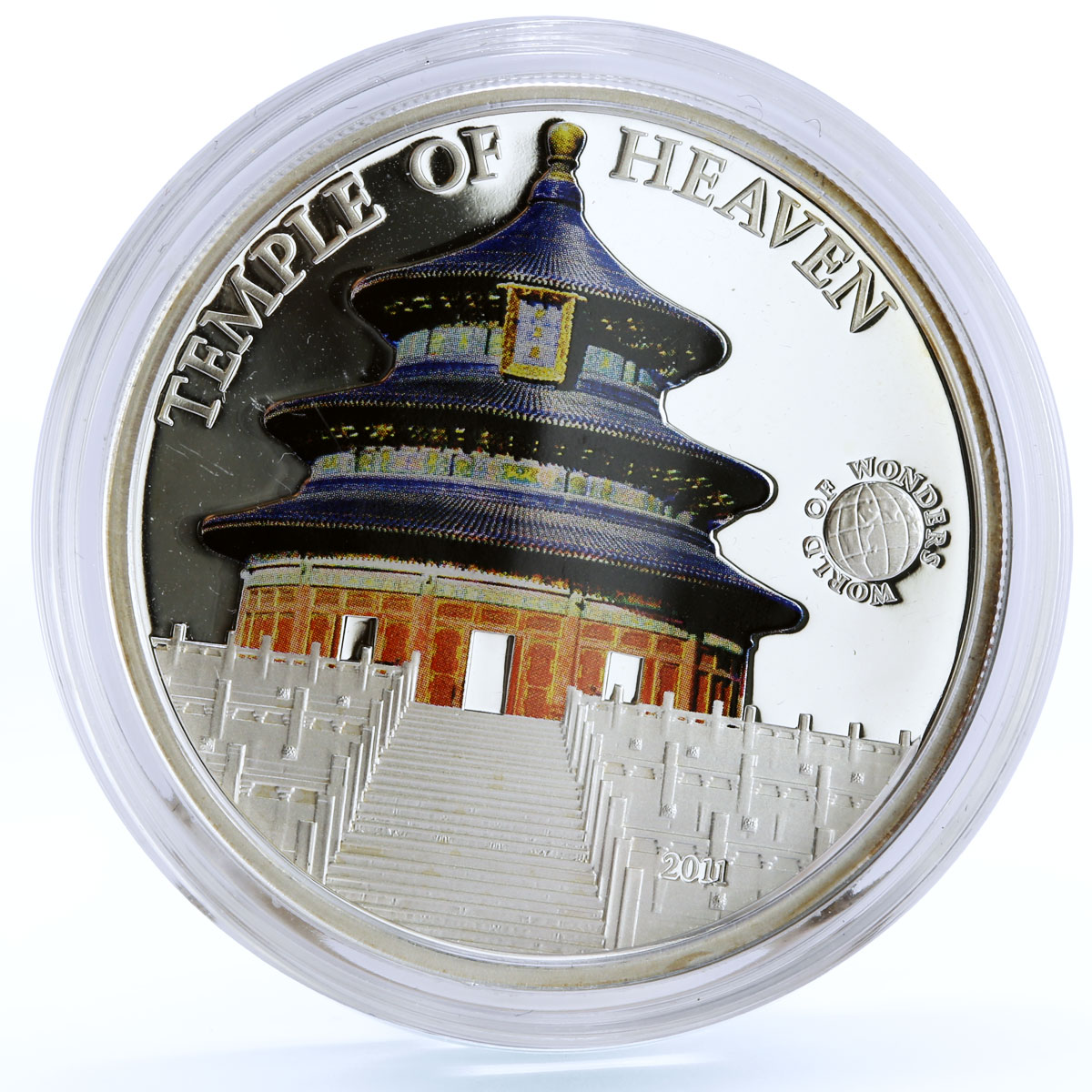 Palau 5 dollars World of Wonders Temple of Heaven Architecture silver coin 2011