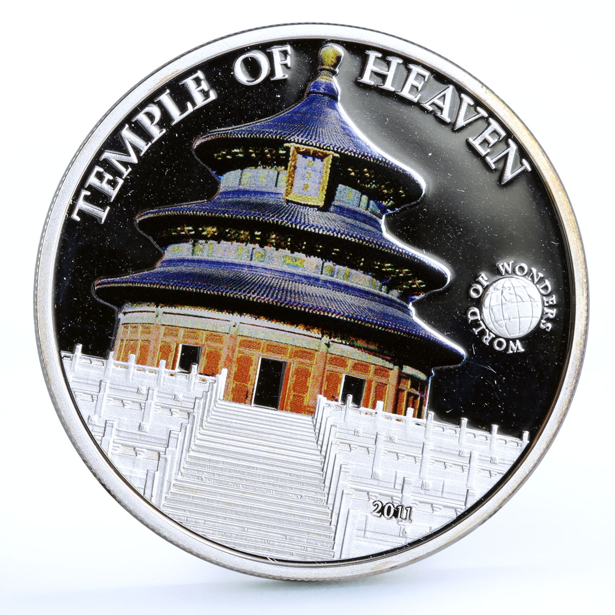 Palau 5 dollars World of Wonders Temple of Heaven Architecture silver coin 2011