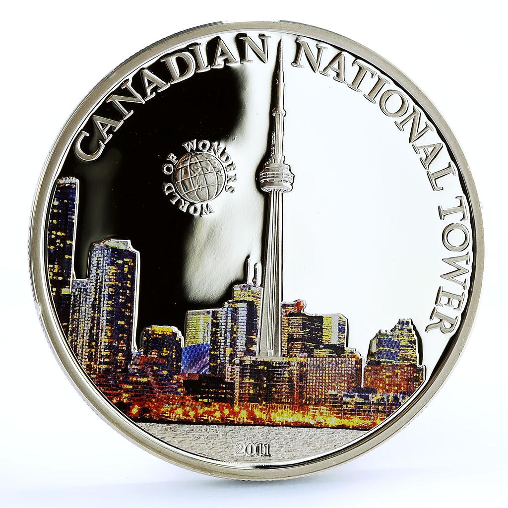 Palau 5 dollars World of Wonders Canadian Tower Architecture silver coin 2011