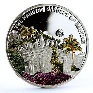 Palau 5 dollars World of Wonders The Hanging Gardens Architecture Ag coin 2009