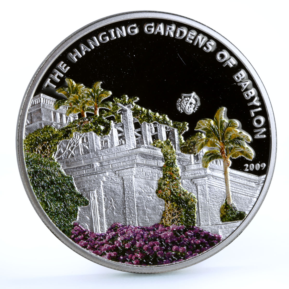 Palau 5 dollars World of Wonders The Hanging Gardens Architecture Ag coin 2009