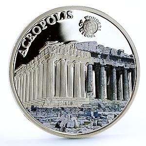 Palau 5 dollars World of Wonders Acropolis Temple Architecture silver coin 2010