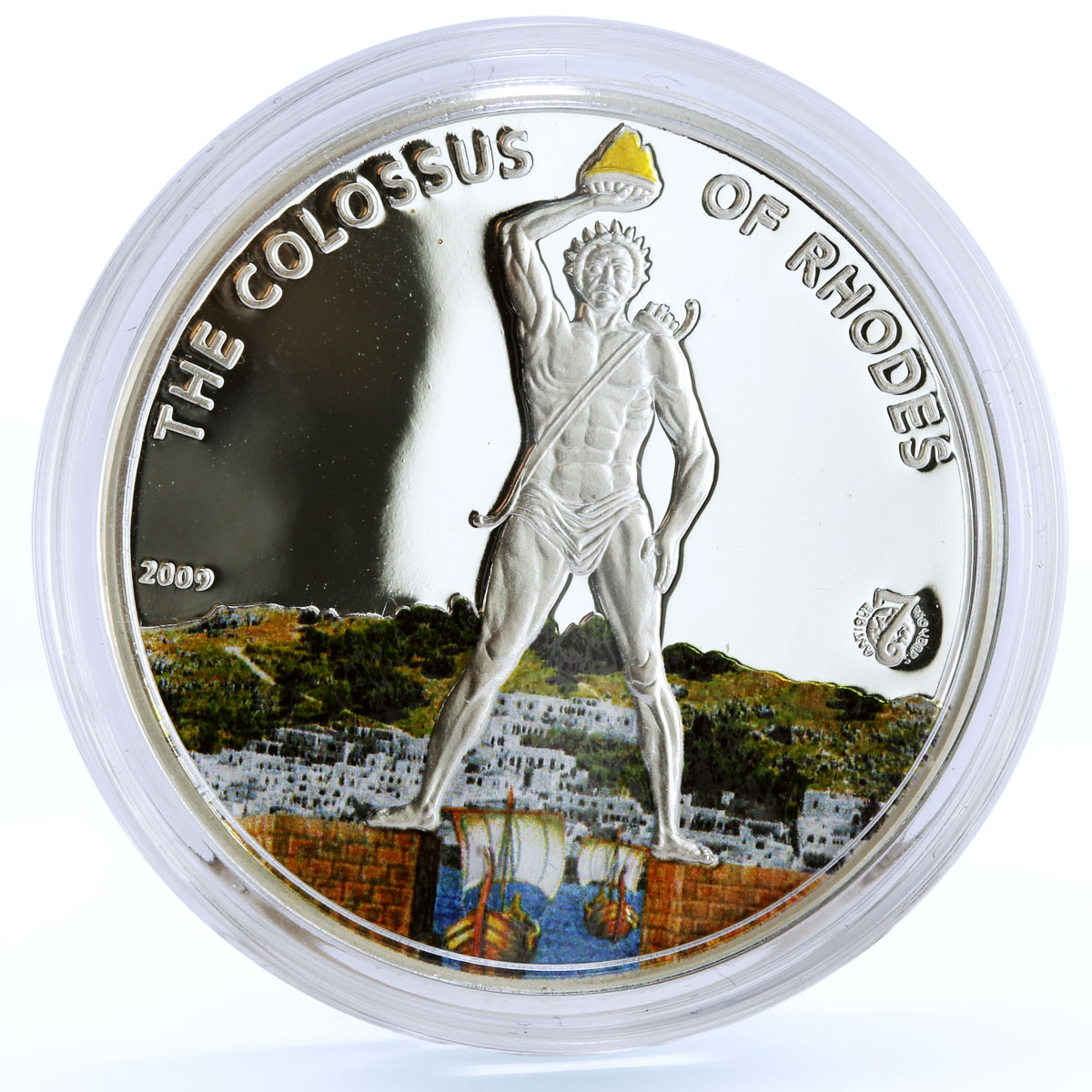 Palau 5 dollars World of Wonders Colossus of Rhodes Architecture Ag coin 2009