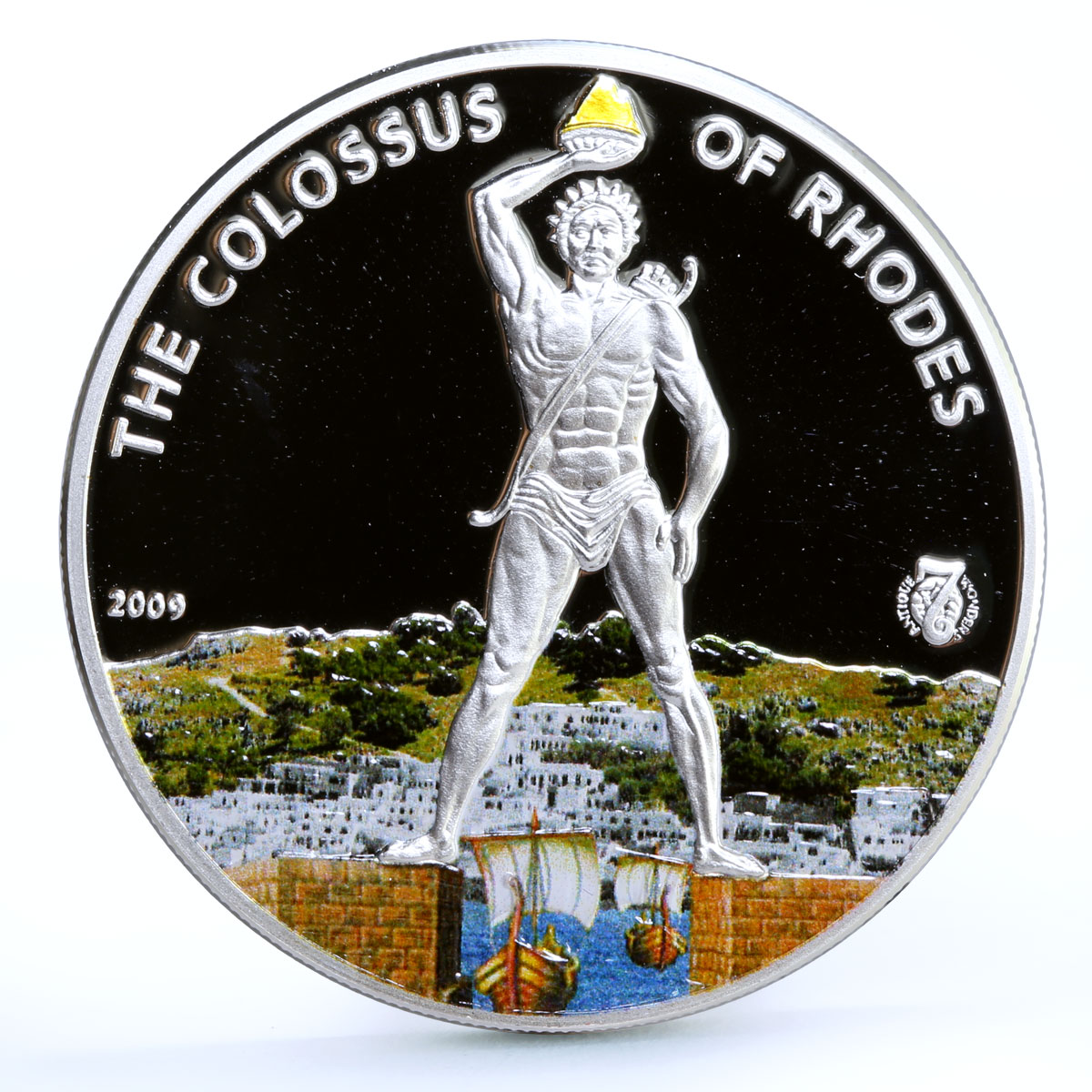 Palau 5 dollars World of Wonders Colossus of Rhodes Architecture Ag coin 2009