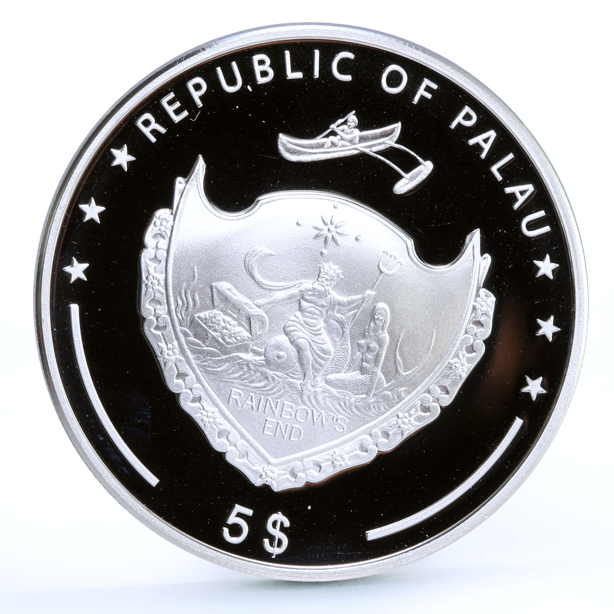 Palau 5 dollars World of Wonders Colossus of Rhodes Architecture Ag coin 2009