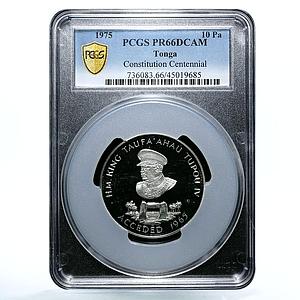 Tonga 10 paanga 100 Years of Constitution General Bust PR66 PCGS Ag coin 1975
