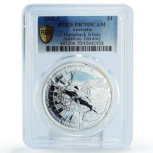 Australia 1 dollar Antarctic Territory Humpback Whale PR70 PCGS Ag coin 2008