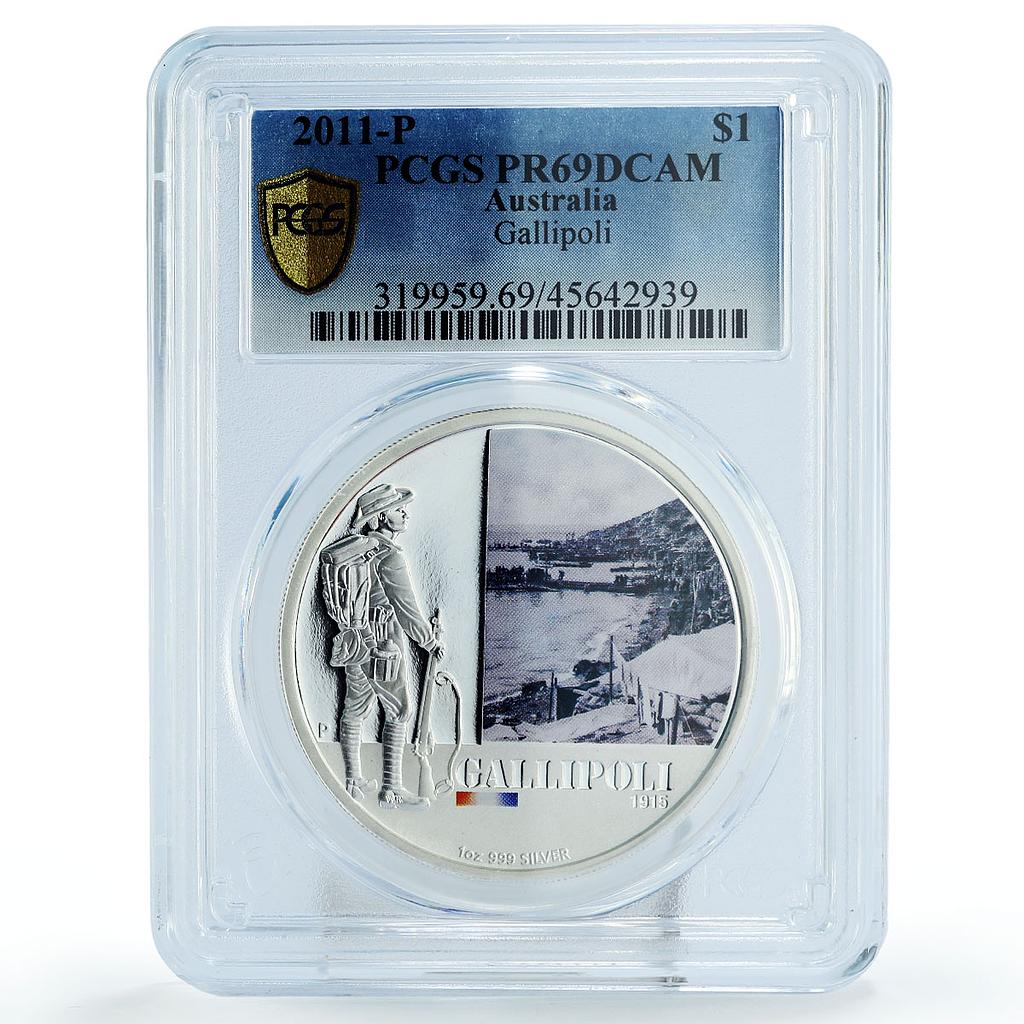 Australia 1 dollar Famous Battles Gallipoli Soldier PR69 PCGS silver coin 2011