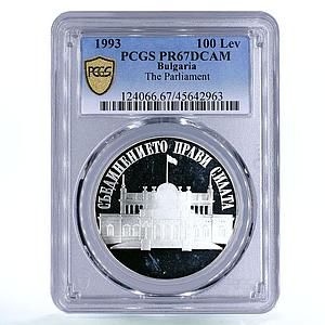 Bulgaria 100 leva National Parliament Building PR67 PCGS silver coin 1993