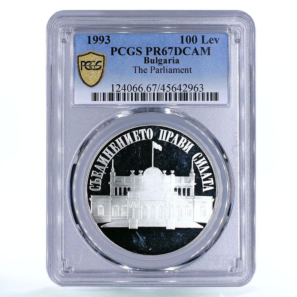 Bulgaria 100 leva National Parliament Building PR67 PCGS silver coin 1993