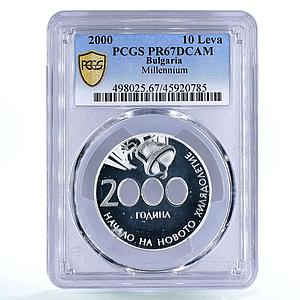 Bulgaria 10 leva The Beginning of the New Millennium PR67 PCGS silver coin 2000