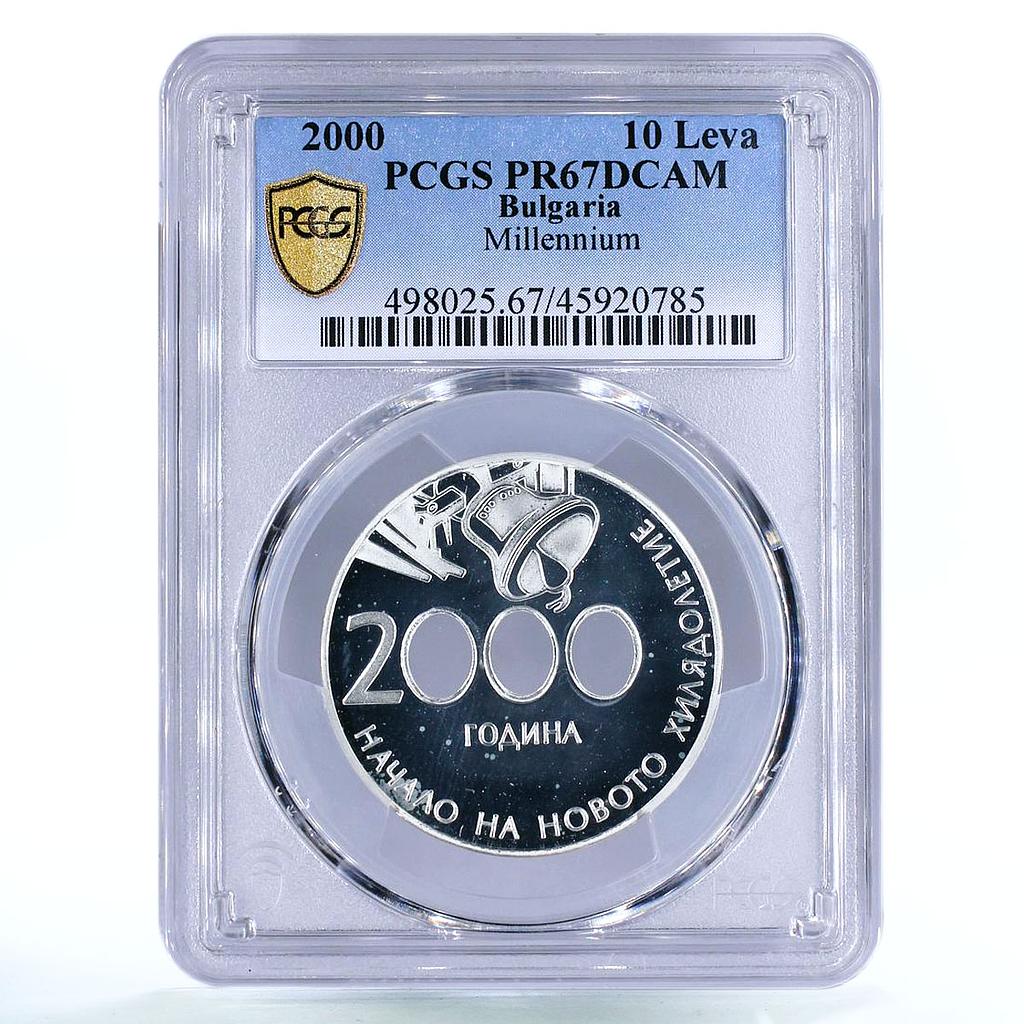 Bulgaria 10 leva The Beginning of the New Millennium PR67 PCGS silver coin 2000