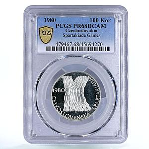 Czechoslovakia 100 korun Spartakiade Games Gymnastics PR68 PCGS silver coin 1980
