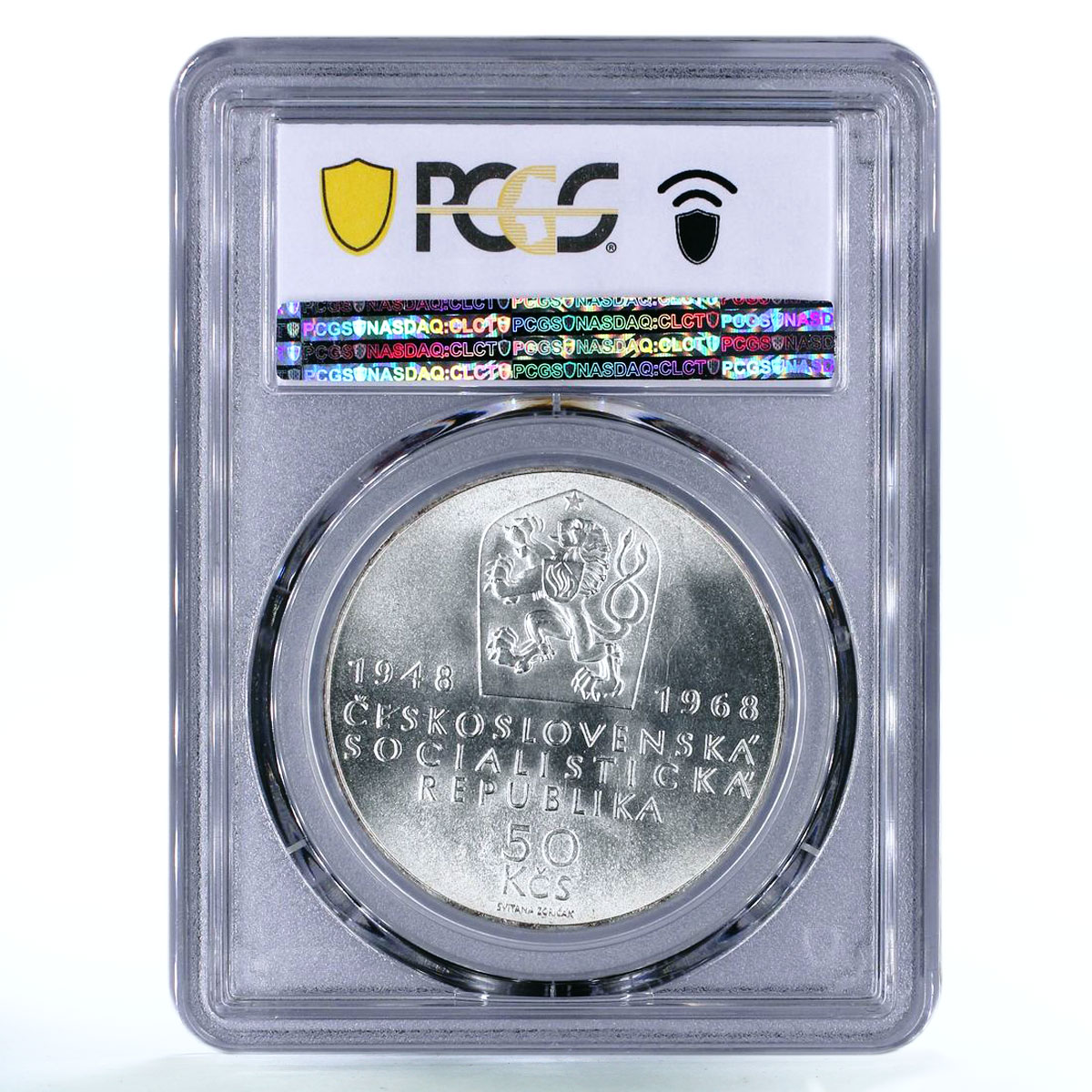 Czechoslovakia 50 korun 50th Jubilee of Independence MS64 PCGS silver coin 1968
