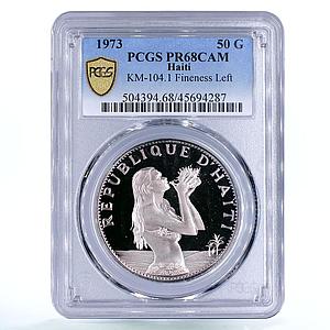 Haiti 50 gourdes The Mermaid Woman PR68 PCGS Fineness Left silver coin 1973