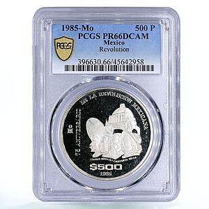 Mexico 500 pesos 75th Anniversary of 1910 Revolution PR66 PCGS silver coin 1985