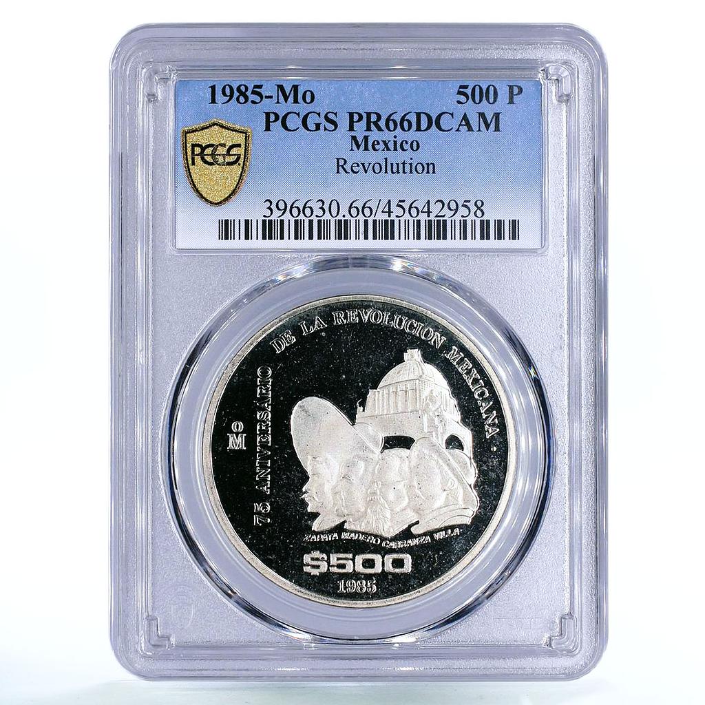 Mexico 500 pesos 75th Anniversary of 1910 Revolution PR66 PCGS silver coin 1985